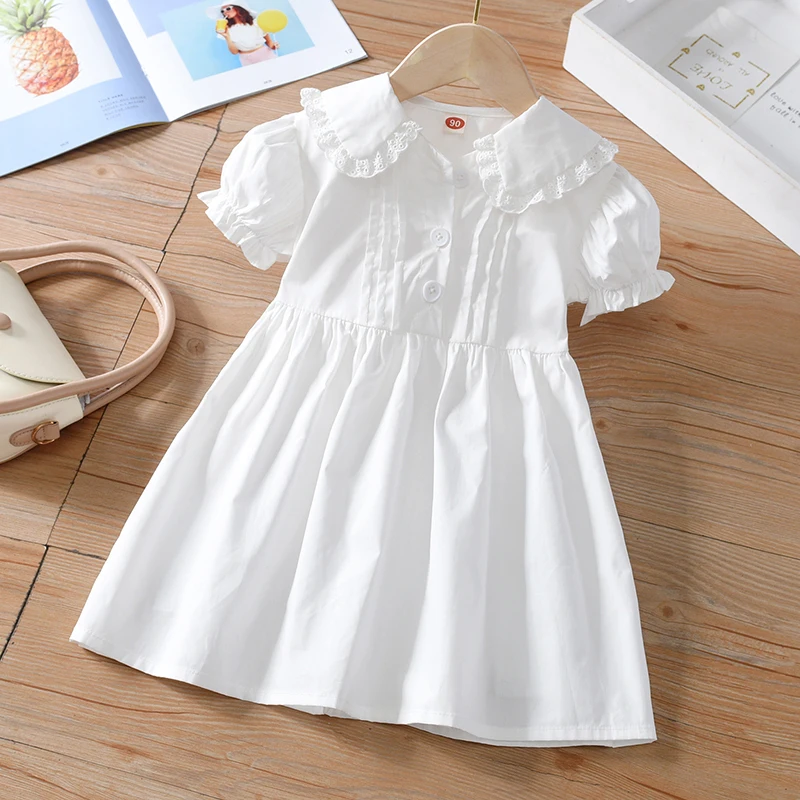 Summer Fashion Family Mother and Daughter Short Sleeve Solid Color Dress Clothes Family Clothing Family Matching Outfits Dress