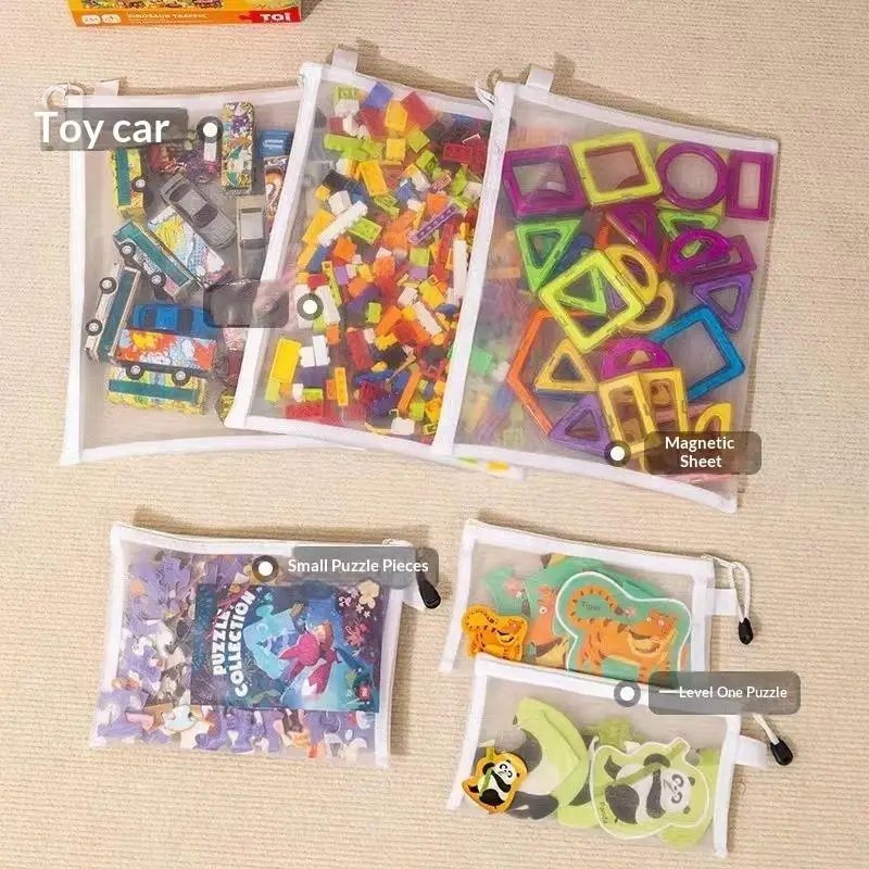 3 Sizes 8Pcs Waterproof Zipper Mesh Bags Clear Multi-scenario Storage Pouches for Travel Home Office Daily Use