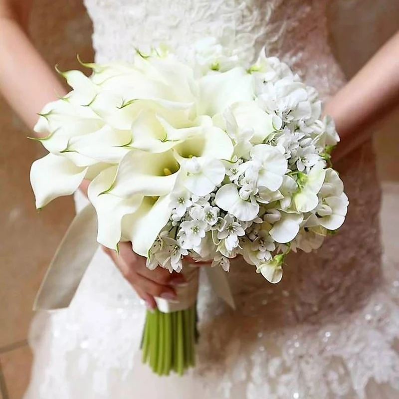 5/10pcs weiße Calla Lilie künstliche Blumen echte Berührung Hochzeits strauß Braut dekoration Party Wohnkultur Pu gefälschte Blumen – Detail 5