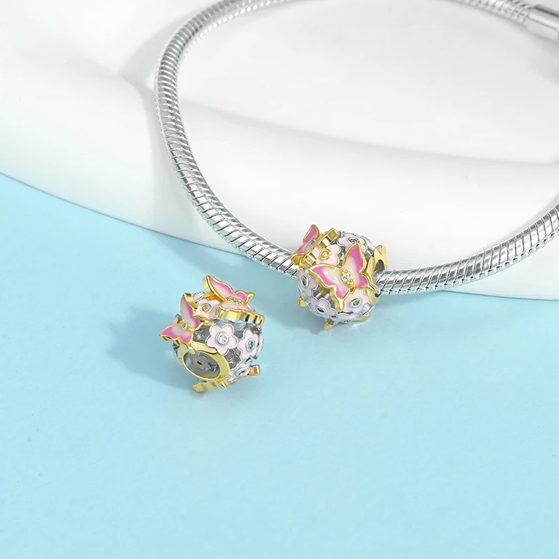 Ahthen 925 فضة رائجة البيع الخرز فراشة استرخى سحر صالح ثعبان سلسلة أساور القلائد للنساء صنع المجوهرات