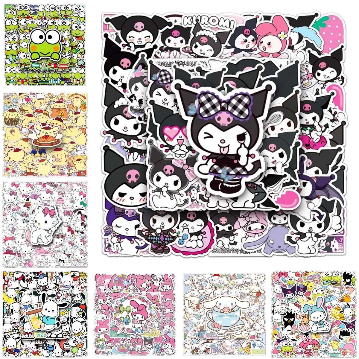 50pcs Sanrio Series Stickers Cinnamoroll Kuromi Sticker for Laptop Phone Case Girls Sanrio My Melody Anime Stickers Kids Toys