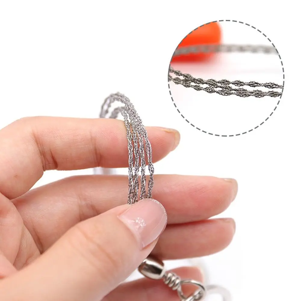 Stainless Steel Survival Rope Saw 4-strand Spiral Winding Stainless Steel Wire Saw Effort Saving Comfortable Grip