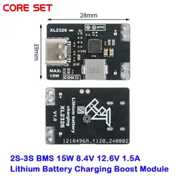 2Pcs/1pc 2S 3S Type-C BMS 15W 8.4V 12.6V 1.5A Lithium Battery Charging Boost Module With Balanced Support Fast Charge Indicator