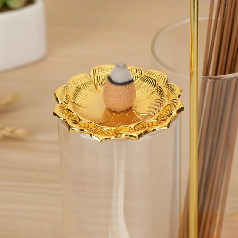 Multifunctional 3 in 1 Backflow Incense Burner Glass Incense Tube Storage Lotus Gourd Stick Holder for Home Use