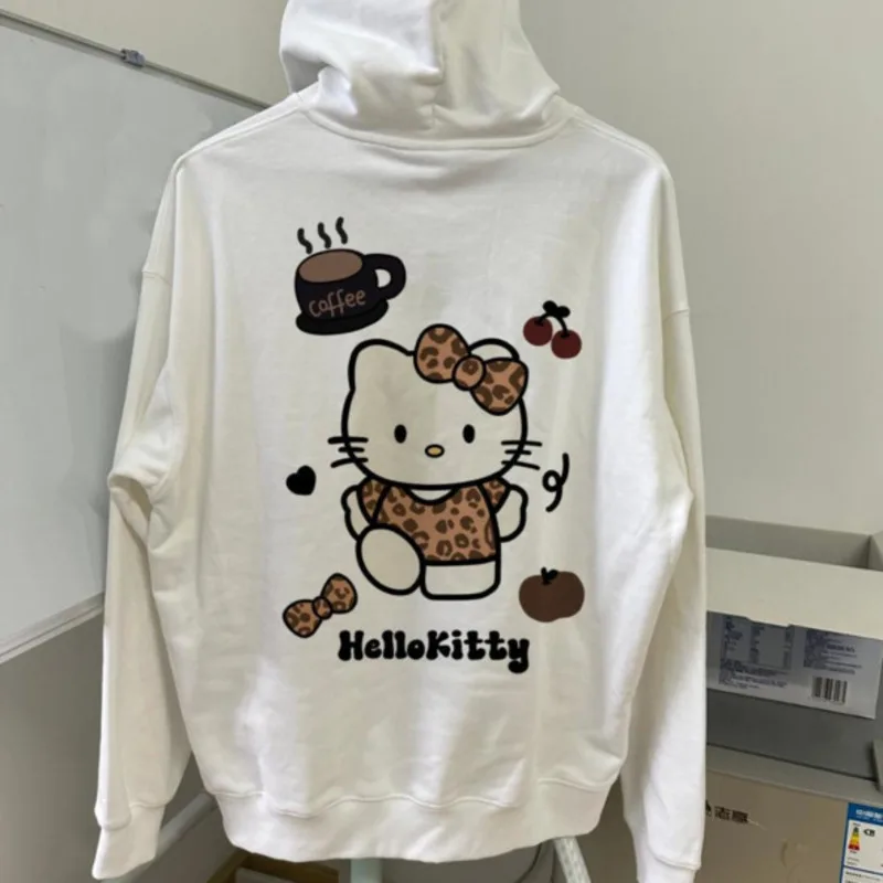 Sanrio Hello Kitty dulce lindo Y2k impreso Sudadera con capucha nueva moda versátil suelta tendencia Sudadera con capucha Casual estilo Simple pulóver