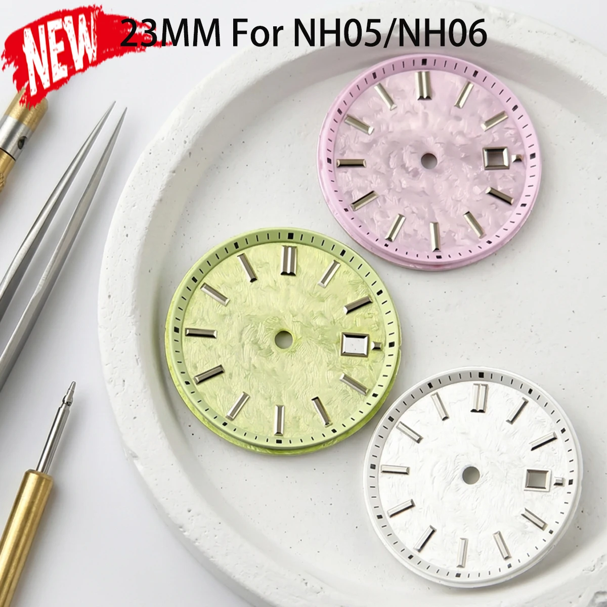 23mm NH05/NH06 Women's Watch Dial No logo Stereo Bar Index For Seiko Grand Heritage Automatic Movement Lady Case Mod Parts