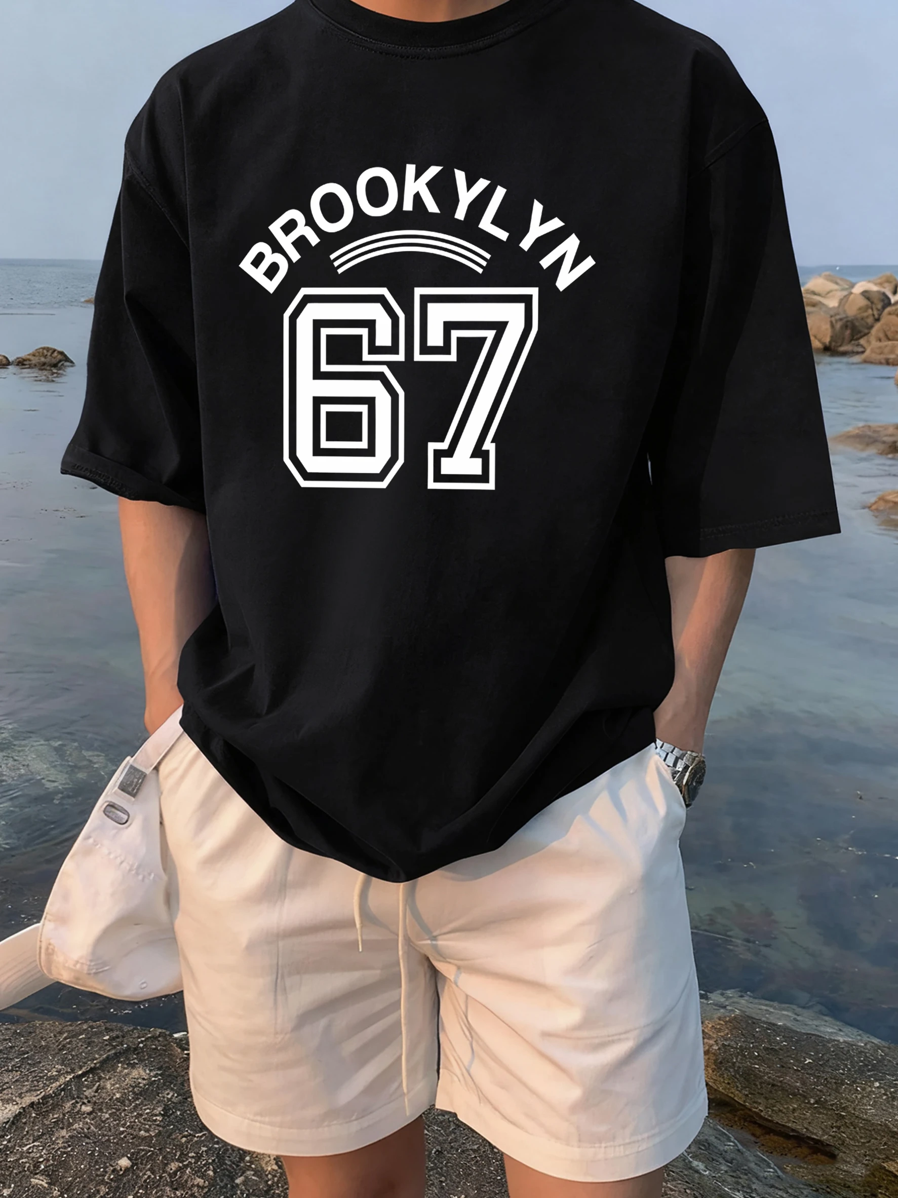 

Brooklyn Letter 67, модные мужские хлопковые летние футболки с короткими рукавами и художественным принтом, спортивная футболка с круглым вырезом, повседневные уличные топы