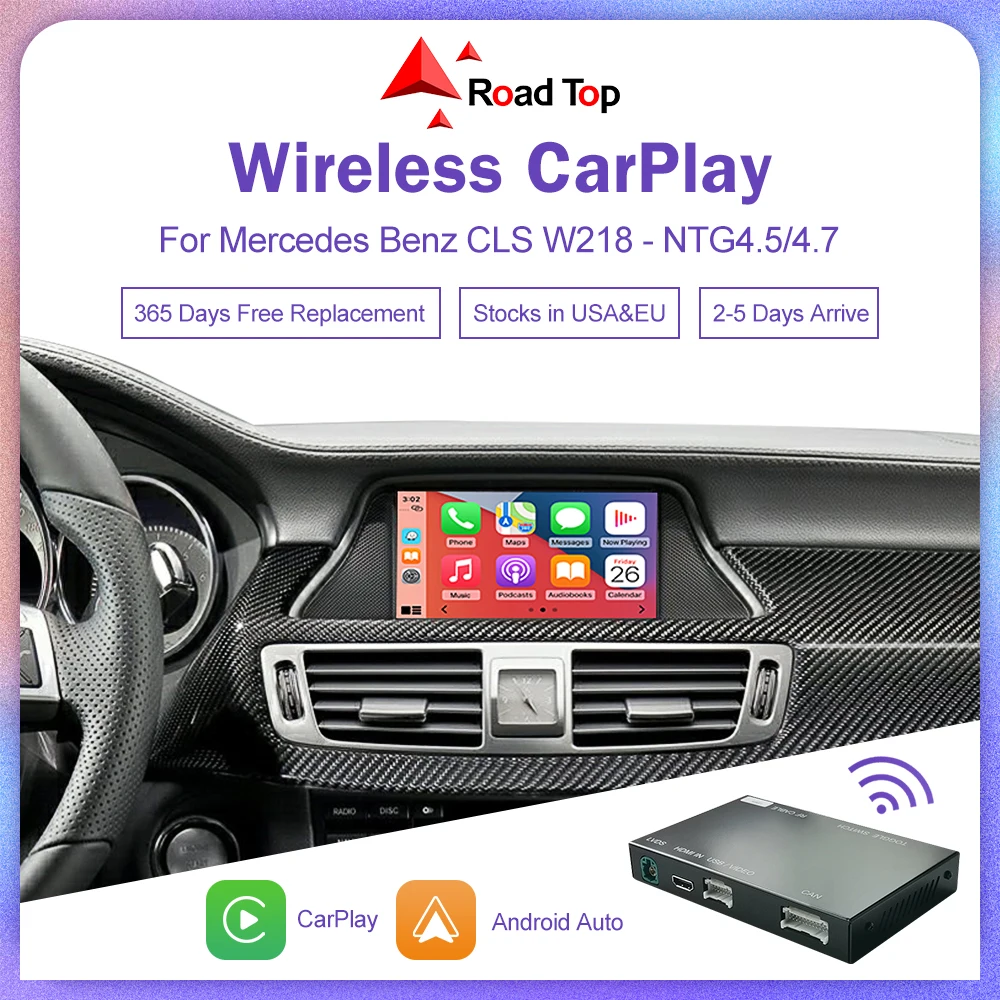 Wireless CarPlay for Mercedes Benz CLS W218 2011-2015 NTG4.5/4.7 with Android Auto Mirror Link AirPlay Bluetooth Siri Voice USB