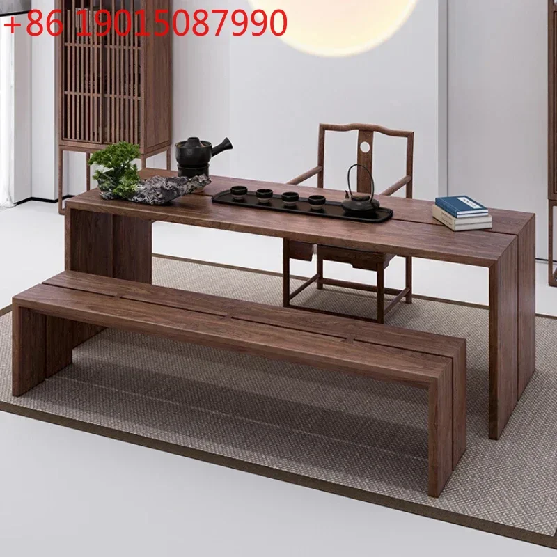 

Стол для чаепития из массива черного ореха (Северная Америка), высококачественный комплект для чайной комнаты: стол и стулья из цельного дерева