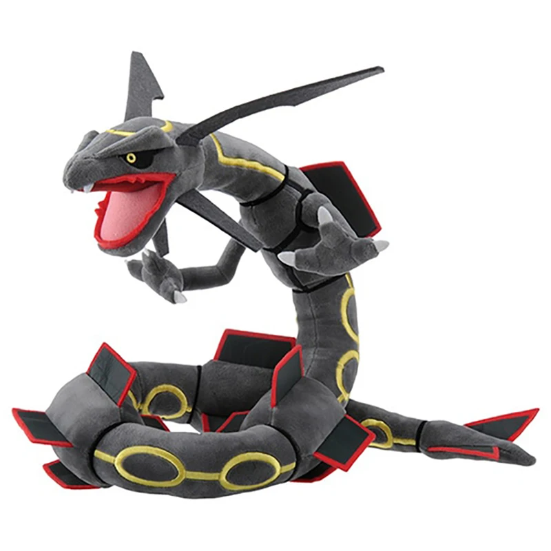 80cm pokemon rayquaza pelúcia mega evolução forma variável com esqueleto pokemon verde preto rayquaza boneca de pelúcia presentes do miúdo