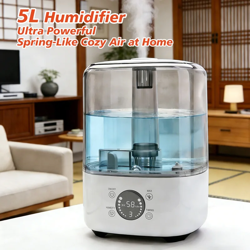 

Ультразвуковой увлажнитель воздуха Kinscoter 5 л, профессиональный, большой емкости, для дома, с функцией распыления водяного тумана