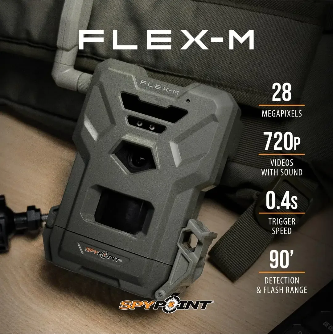 Flex-M Twin Pack Cellular Trail Cameras - Best Hunting Accessories, No WiFi Needed, GPS, Night Vision, Dual-Sim LTE, IP