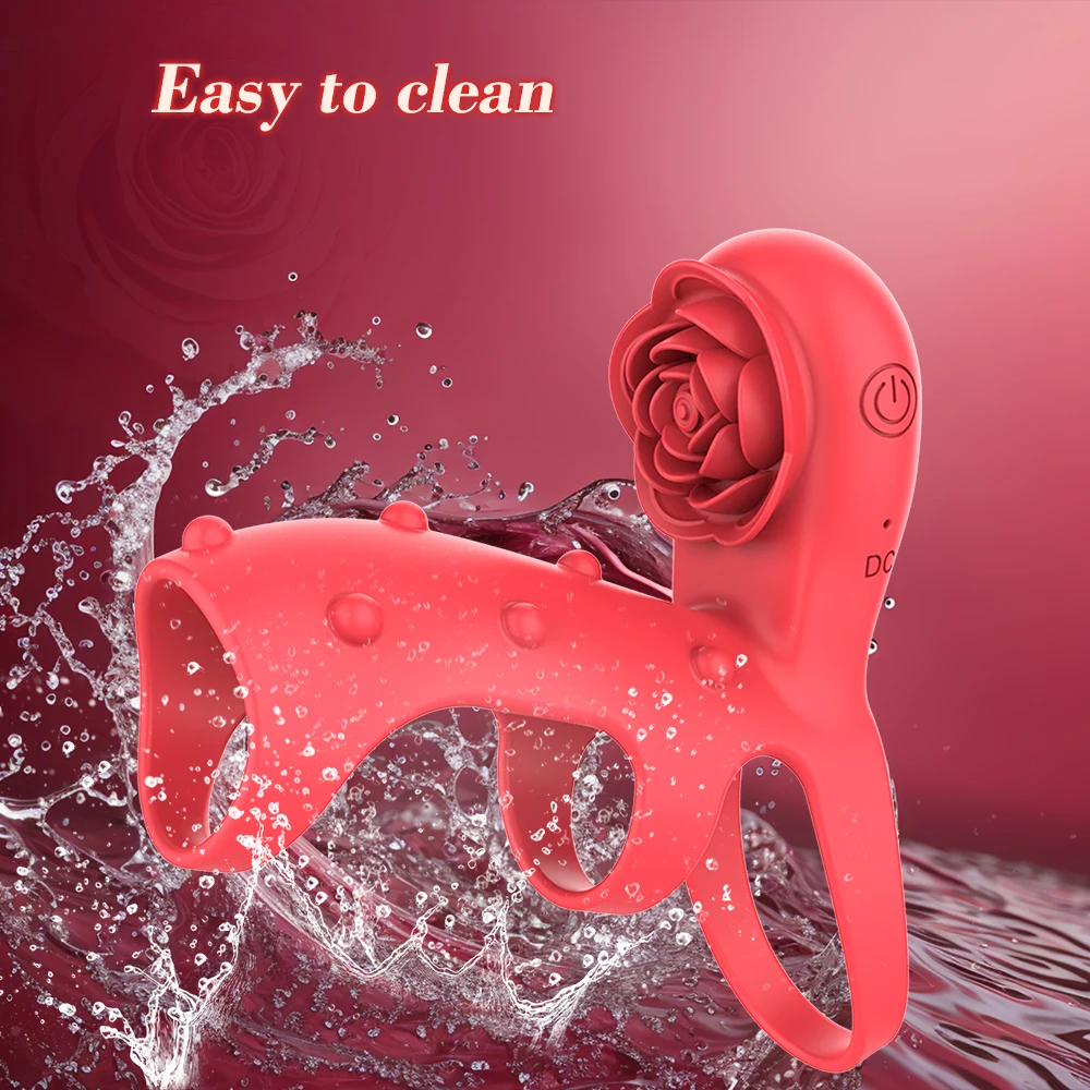 Rose Penis Ring Cock Ring Vibration Toy Female G-spot Clitoral Stimulation Male Penis Ring Cock Ring for Adult Sex Toy Couple view 5