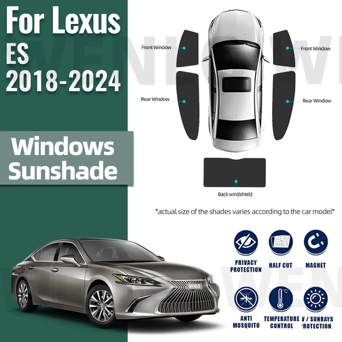 For Lexus ES 2019-2022 2023 2024 200 250 350 300H Car Sunshade Magnetic Front Rear Windshield Curtain Side Window Sun Shade Viso 