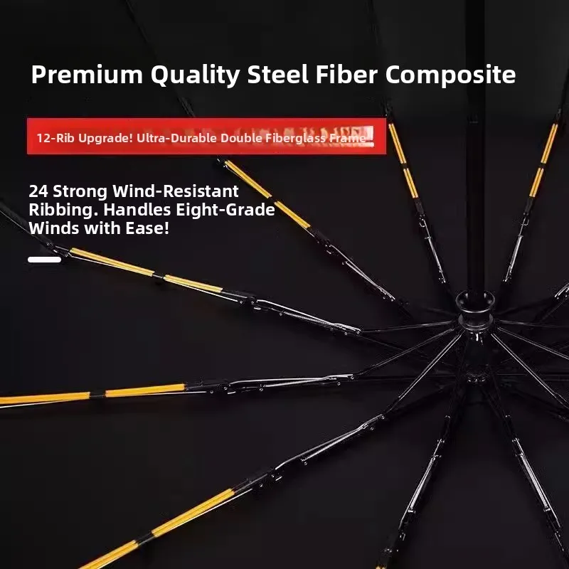 مظلة أوتوماتيكية ذات 24 ضلعًا للحماية من الشمس ومقاومة للماء وحماية من الأشعة فوق البنفسجية مقاس كبير للرجال والنساء مظلة مزد... #3