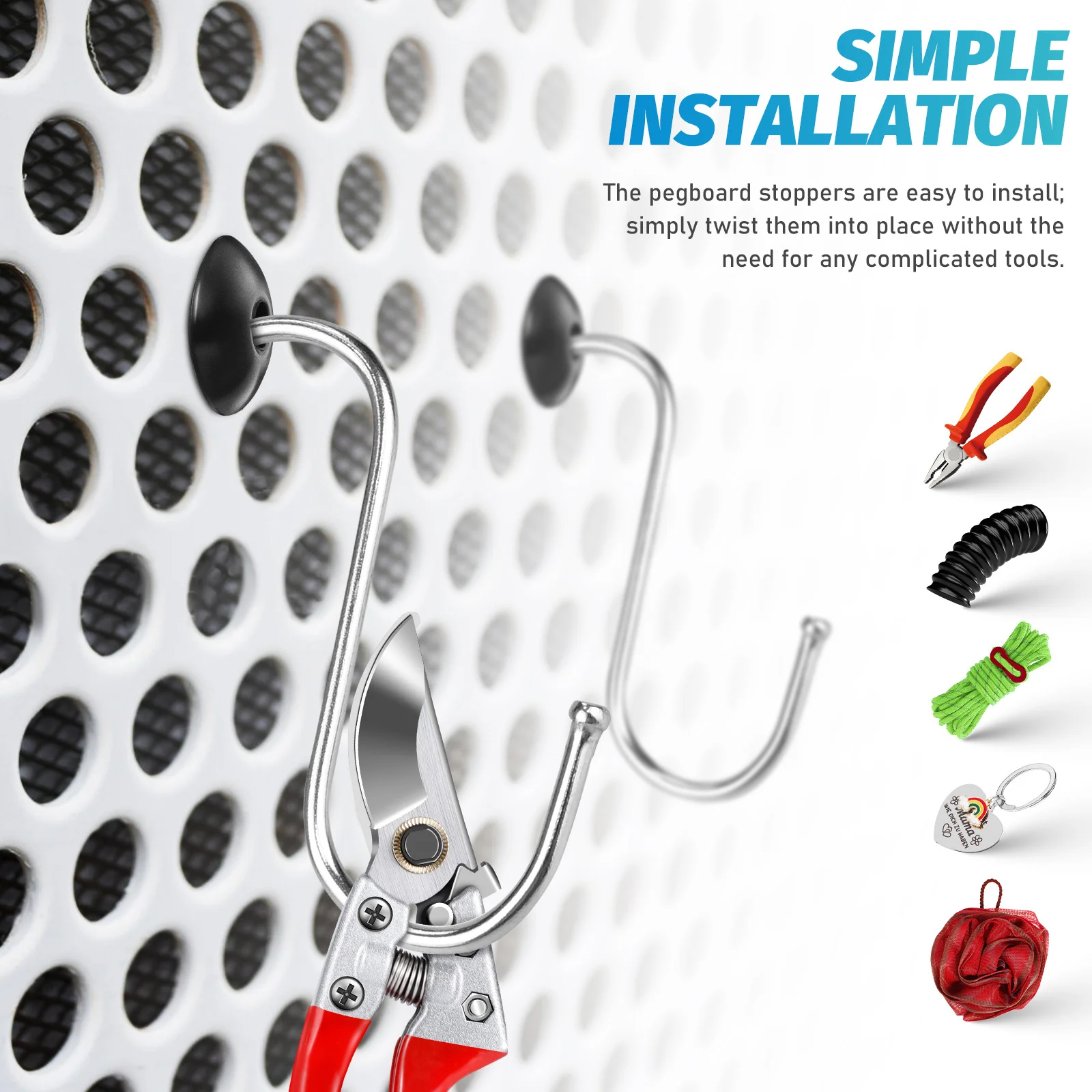 120 قطعة ملحقات Pegboard سدادات سيليكون متينة تصميم ملولب ضيق مناسب خطاف Pegboard التجنيب سدادات خطاف الوتد #3