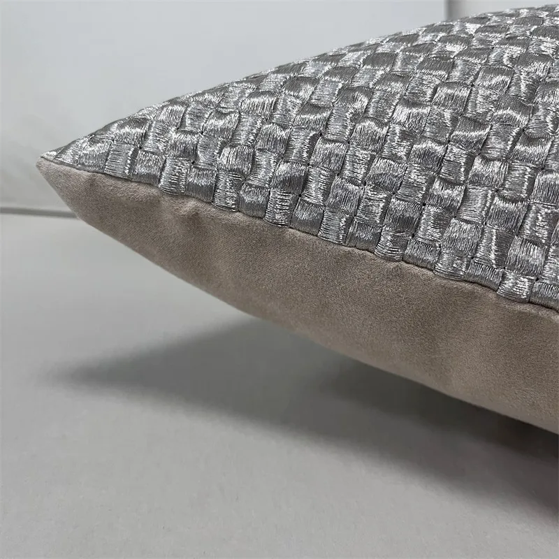 Lurex Embroidery Decorative Cushion Case High Quality Gold Silver Pillow Cover