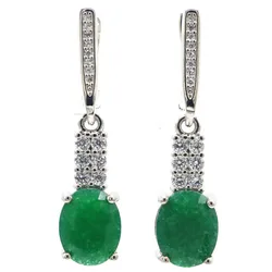Buy 4 Get 1 Free 35x8mm Pretty Real Blue Sapphire Red Ruby Green Emerald White CZ Woman's Wedding Silver Earrings