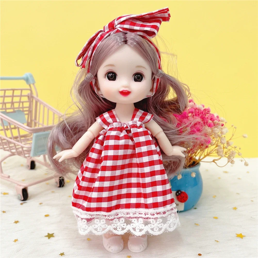 16cm Lovely BJD Doll Figure with Clothes and Shoes Movable 13 Joints Sweet Princess Face Lolita Girl Gift Kid  Toy