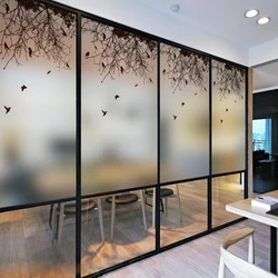Privacy Window Film Birds Static Cling No Glue Decorative Flower Window Treatments Window Coverings Glass Sticker for Home