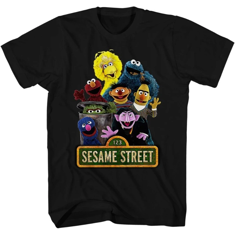 Sesame Street Mens Classic Shirt Elmo Cookie Monster Big Bird Tee Long Sleeve T-Shirt New Spring/Summer Arrivals Soft and Cute