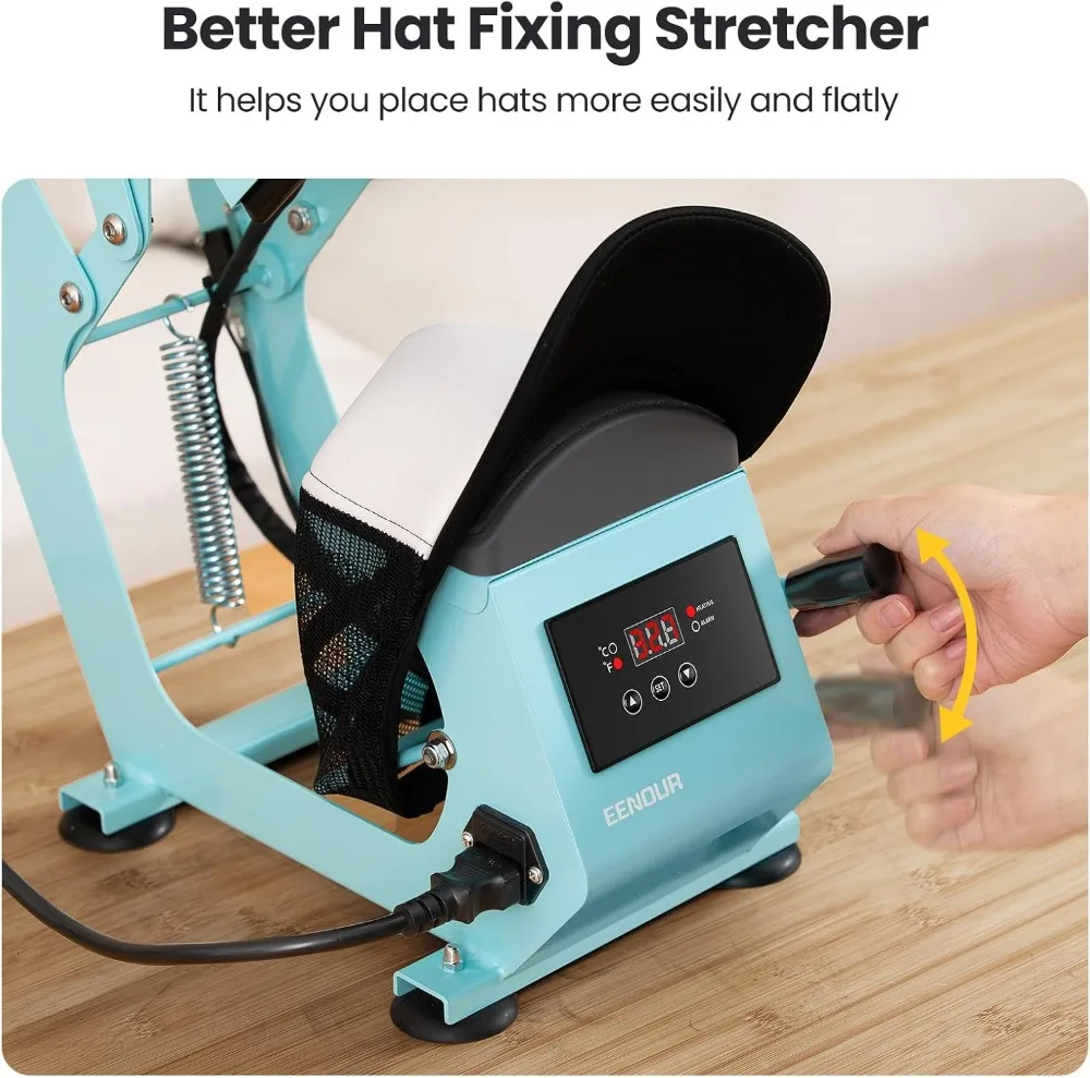 Pressa di calore per cappelli 2 in 1 con controllo digitale della temperatura e del timer, avviamento automatico per cappucci e HTV