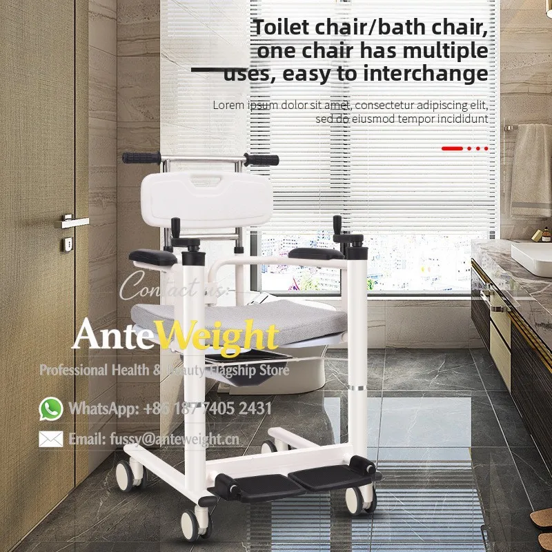 Manual Hydraulic Patient Lift, Shower & Toilet Transfer Chair for Elderly & Disabled | Home Care Mobility Aid