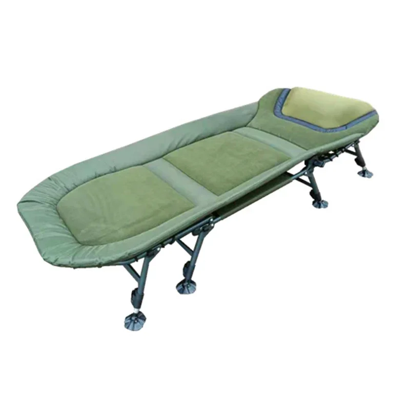 Silla de pesca de carpa de lujo de alta calidad con cama reclinable, 8 patas ajustables, diseño plegable conveniente