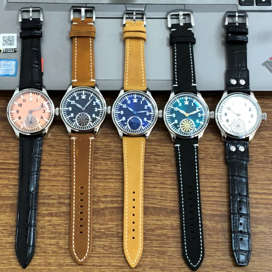 

2026 New Arrived 44mm GEERVO No Logo ST3621 Watch Chinese 6498 Movement Luminous Mechanical Pilot Watches Spherical Crystal