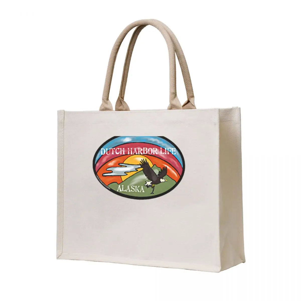 

AleutianLife Dutch Harbor Life / Rainbow & Eagle Tote Bag reusable shopping bags hand bag ladies female bag cute pouch