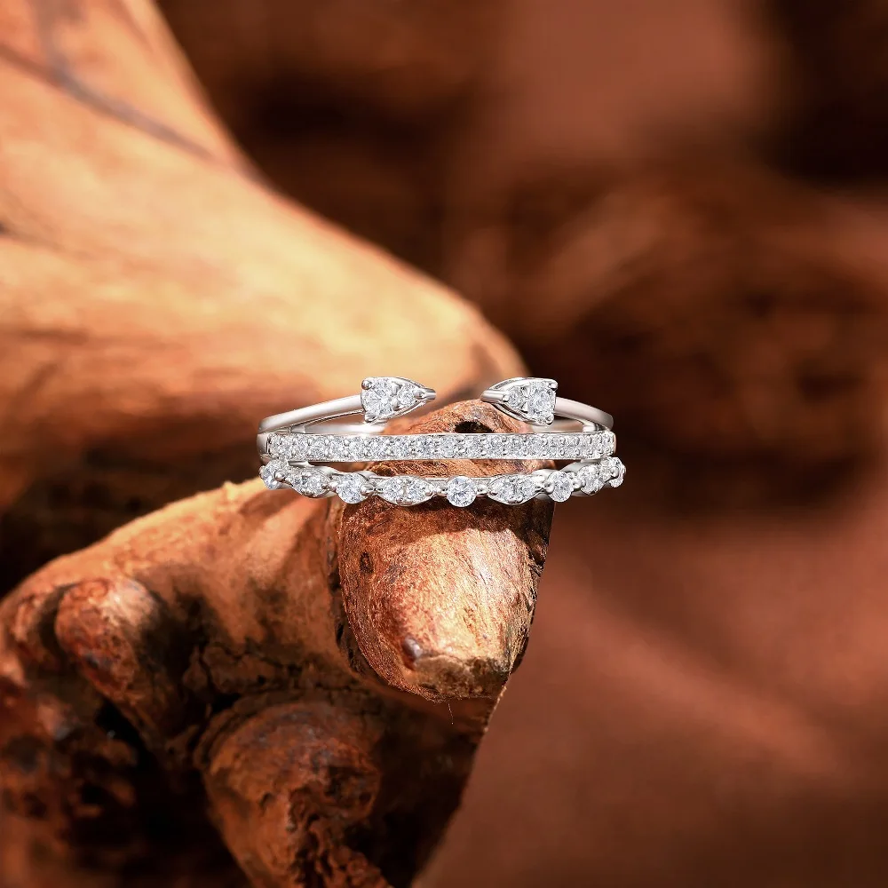 Luxury Full High Carbon Diamond Rings for Women - 925 Sterling Silver Engagement Ring & Ladies Wedding Band Party Jewelry Gift