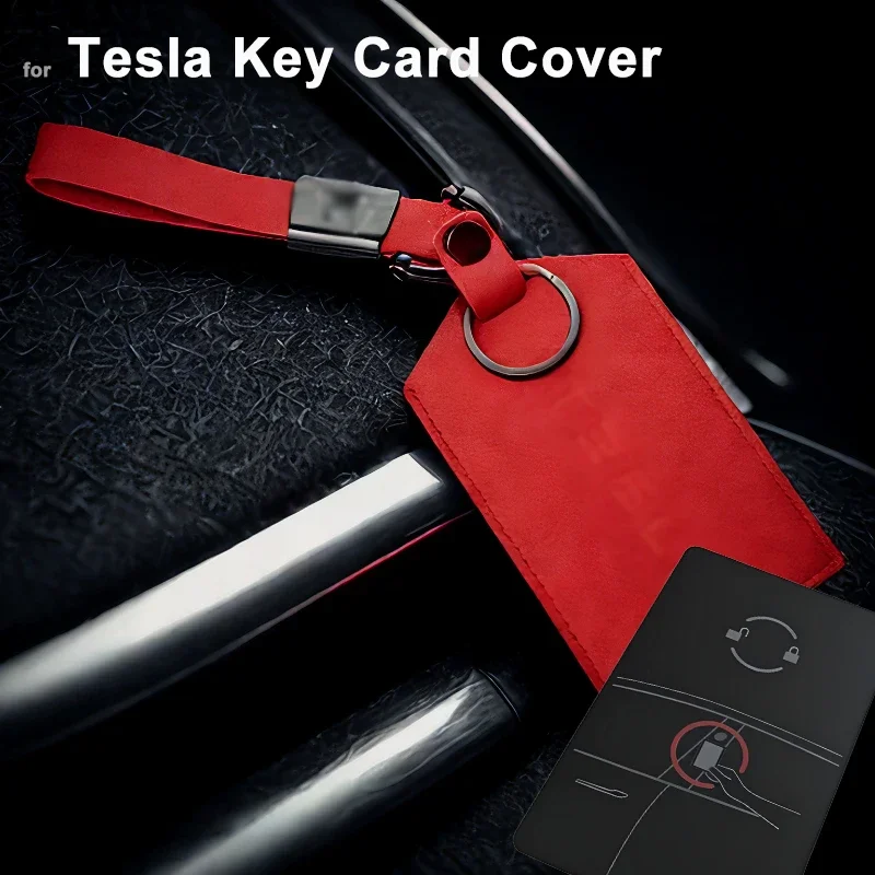 

Genuine Leather Tesla Key Card Case - Shockproof & Drop Proof Protector for Tesla Model 3 Y S X Key Cards Available in Black Red