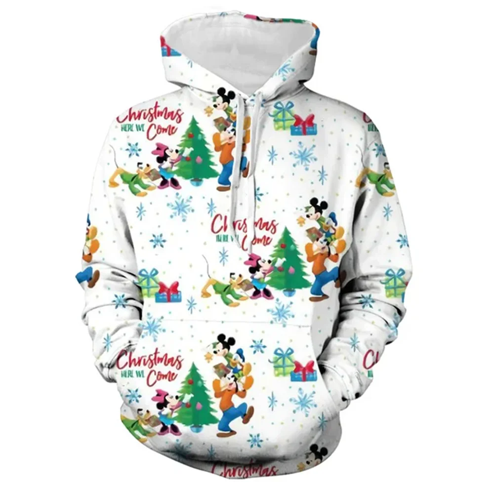 

New Christmas Collection Hoodies Men Autumn Long Sleeve Disney Donald Duck and Mickey Mouse 3D Printed Casual Sweatshirt