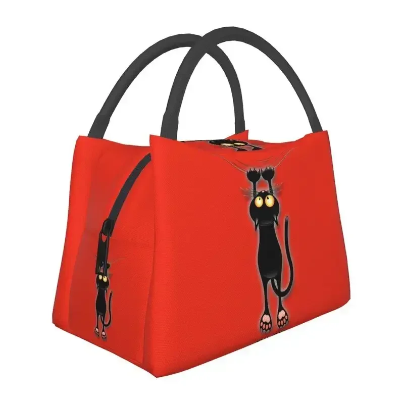 

Black Cat Thermal Insulated Lunch Bags Women Portable Lunch Container for