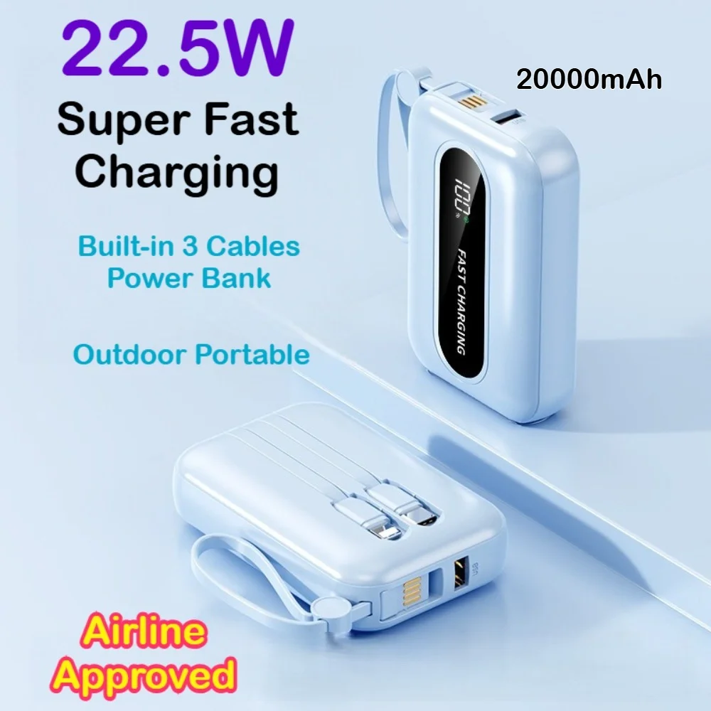 20000mAhs Power Bank Portable Fast Charging External Battery Charger For Xiaomi, Huawei, Apple & Android Phones