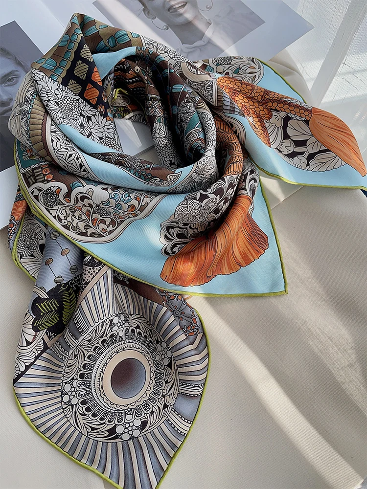 

Шелковый шарф ручной работы, квадратные банданы 90 см, края, шали на роликах, аксессуары для головы и шеи, украшение для пояса, подарок для любовника