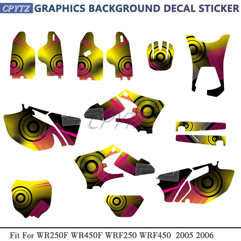 フィット-wr250f-wr450f-wrf250-wrf450-2005-2006-wrf-250-450-wr-250f-450f-モトクロスフルグラフィック背景デカールステッカー