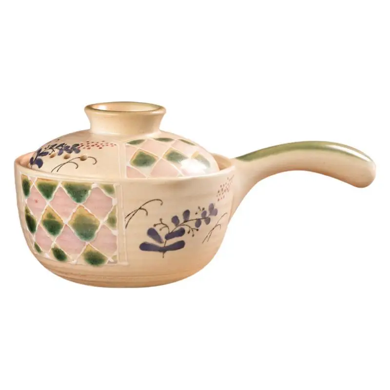 

Japanese hand-painted coarse pottery soil casserole single handle milk pot baby complementary food