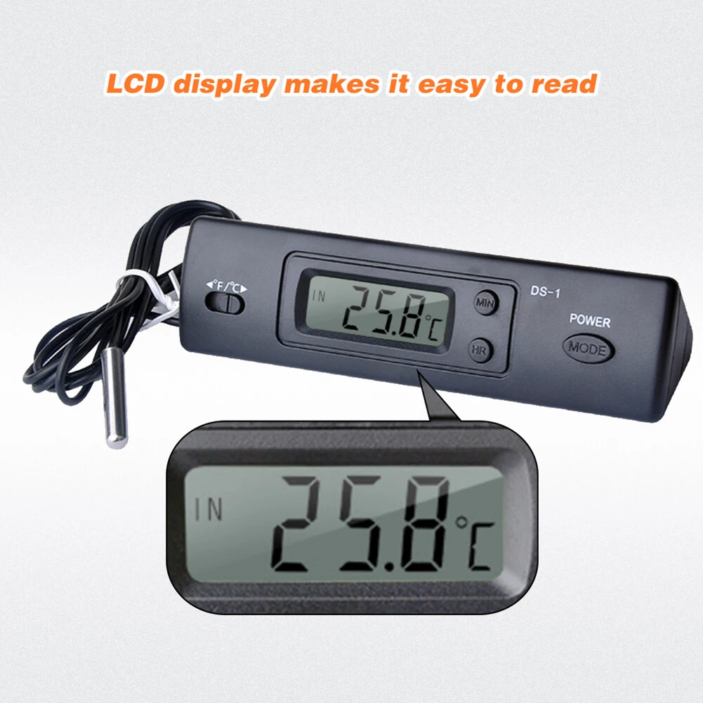 100% Brand New Long Distance Temperature Measurement Car Thermometer Thermometer ABS LCD Screen °C/°f Switchable Temperature