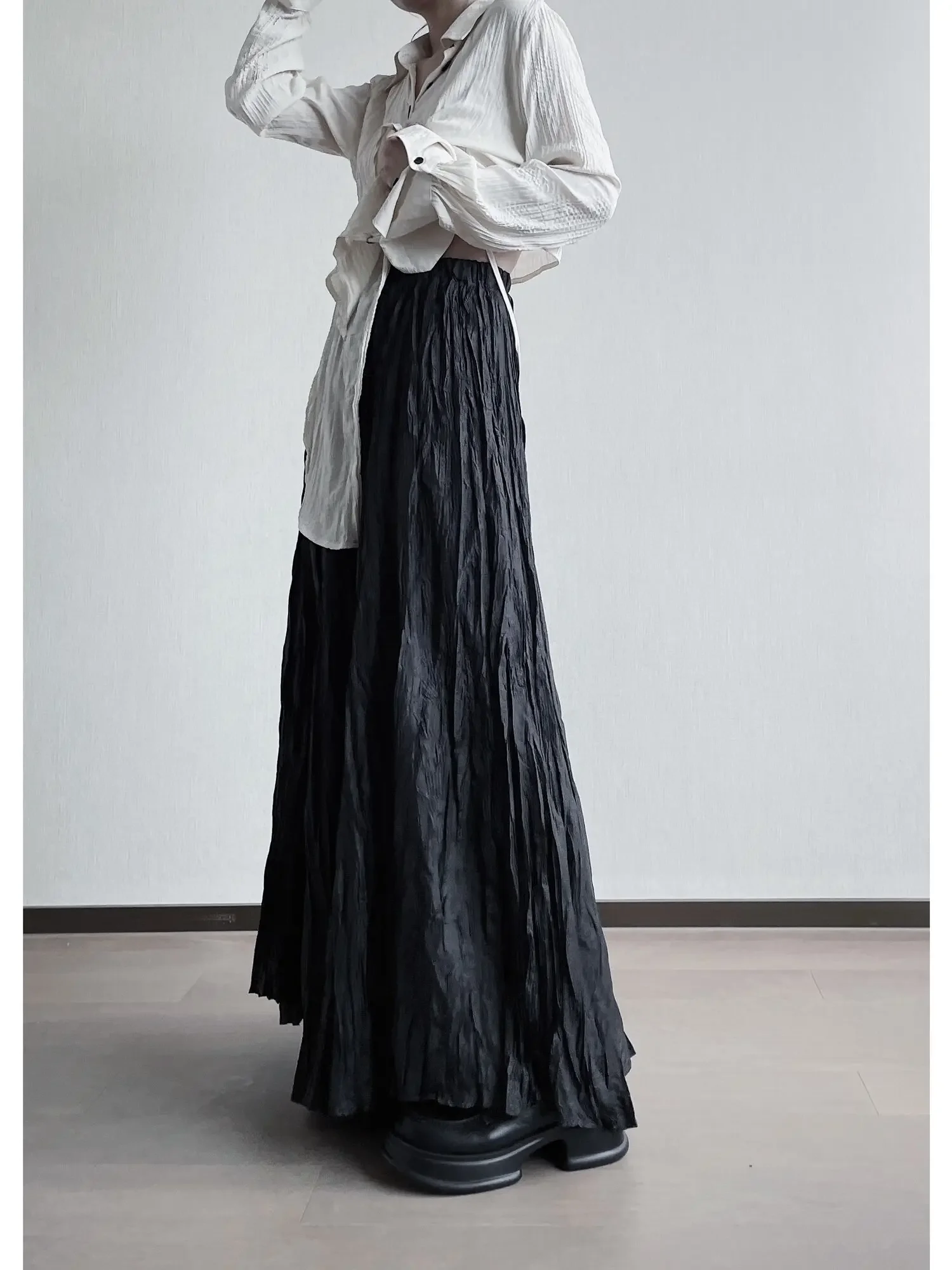 Dark Wind Extra Large Fold Irregular Skirts Spring Summer Crowd Design Sense Large Swing Skirt for Women