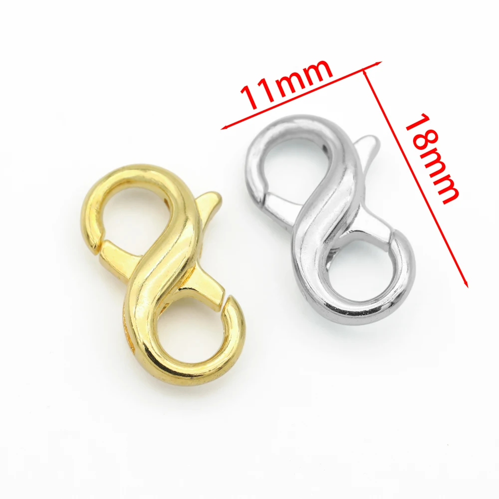 10 Pieces Double-sided Lobster Buckle 8-shaped Spring Buckle Hook Bracelet Buckle DIY Keychain Necklace Connecting Accessories