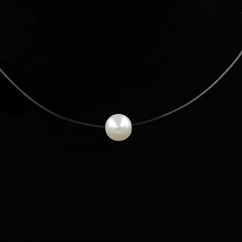 Zircon Stone Transparent Invisible Fishing Line Pearl Choker Women Vintage Trendy Elegant Wedding Gift Necklaces