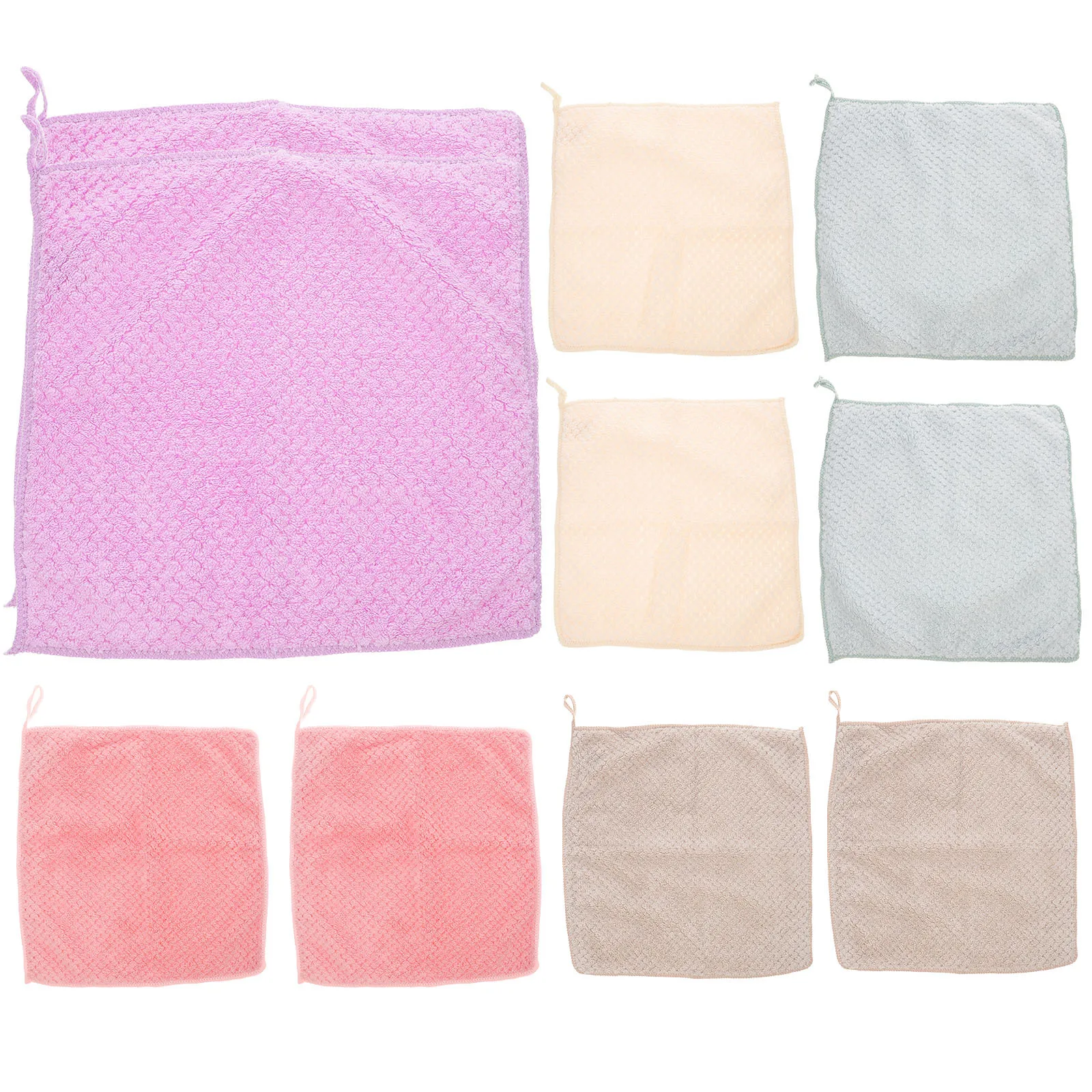 

10Pcs Coral Fleece Hand Towels Hanging Loops Absorbent Quick Dry Hand Drying Towels for Kitchen Bathroom Hanging Kitchen Towel