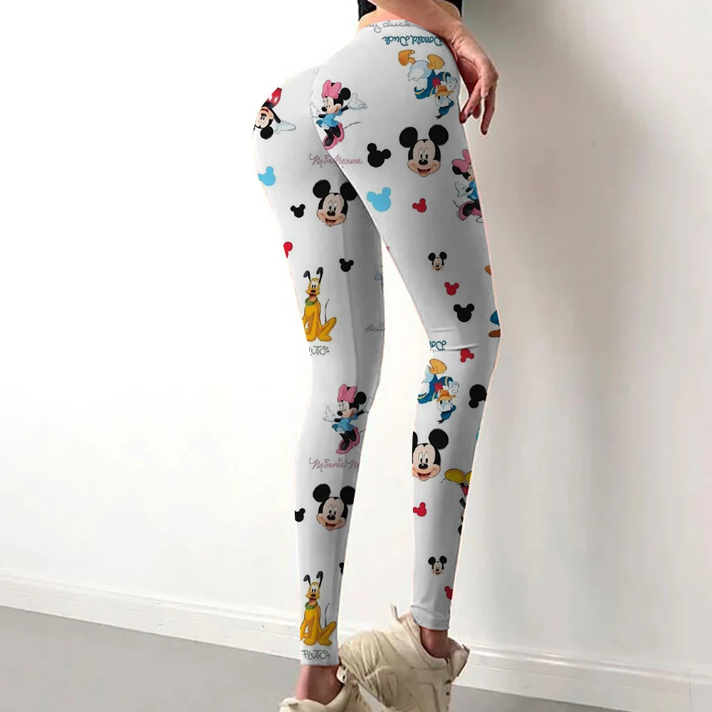 Mickey Mouse Pose กางเกงขายาวเซ็กซี่ออกกําลังกายกางเกงโยคะ Push Up Quick-DRY กีฬา Tights Breathable พิมพ์ Leggins
