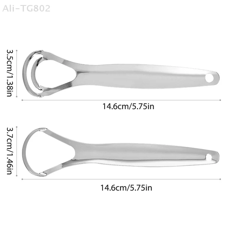 

Stainless Steel Tongue Scraper with Double Layer Large Opening Oral Care Tool - Tongue Coating Cleaner And Brush