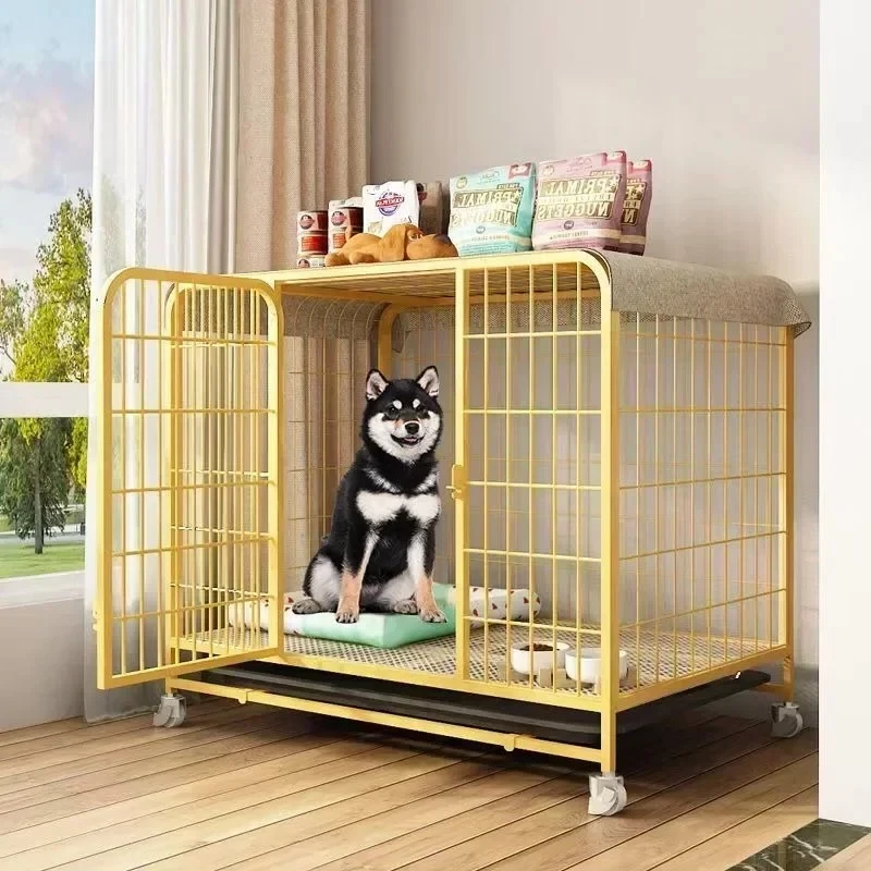 Dog Cage Medium Small Dog Large Indoor Integrated Toilet Corgi Kennel Dog Pen Pet Cage Dogs House Indoor Cat House Outdoor