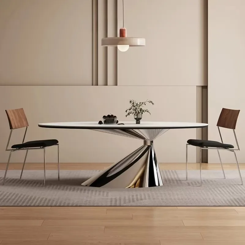 Unique Designer Dining Table Black Design Nordic Luxury Salon Kitchen Dining Table Set Stainless Steel Tavolo Pranzo Furniture