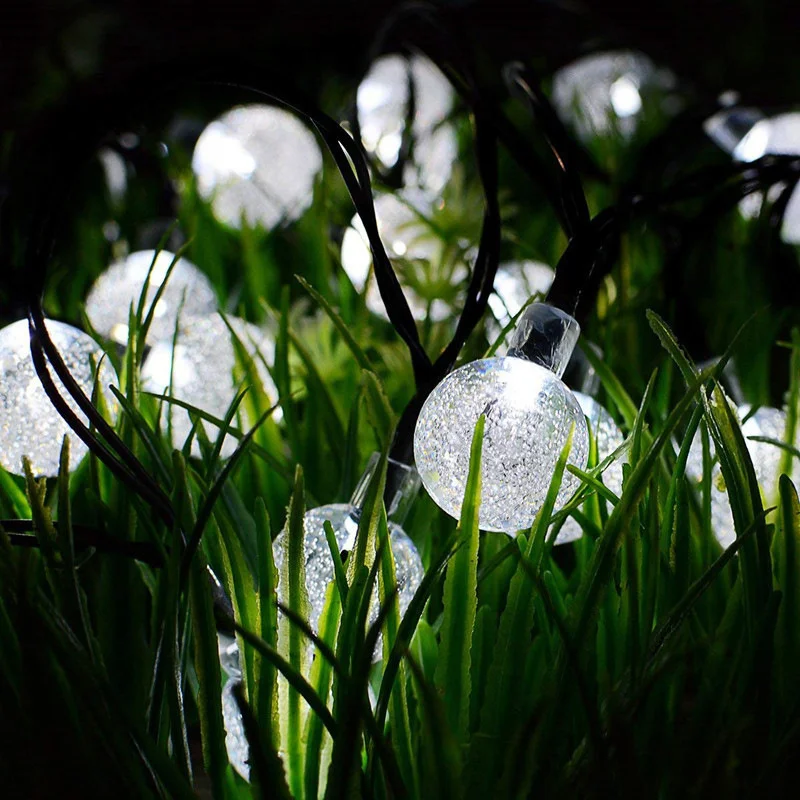 Solar String Lights Crystal Globe Lights with 8 Modes Outdoor Waterproof Bubble Light Patio Garden Decor Aesthetic