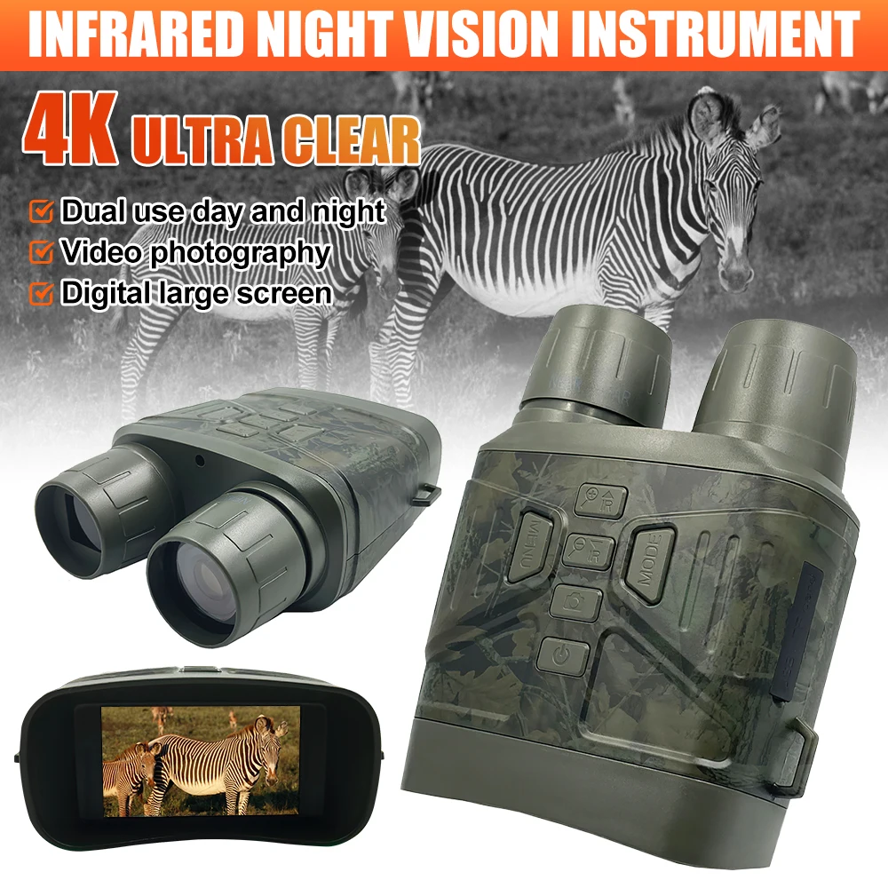 

4K Night Vision Binoculars 5X Digital Zoom Video Recording Camera Device Outdoor Hunting Camping Night Vision Goggles Telescope