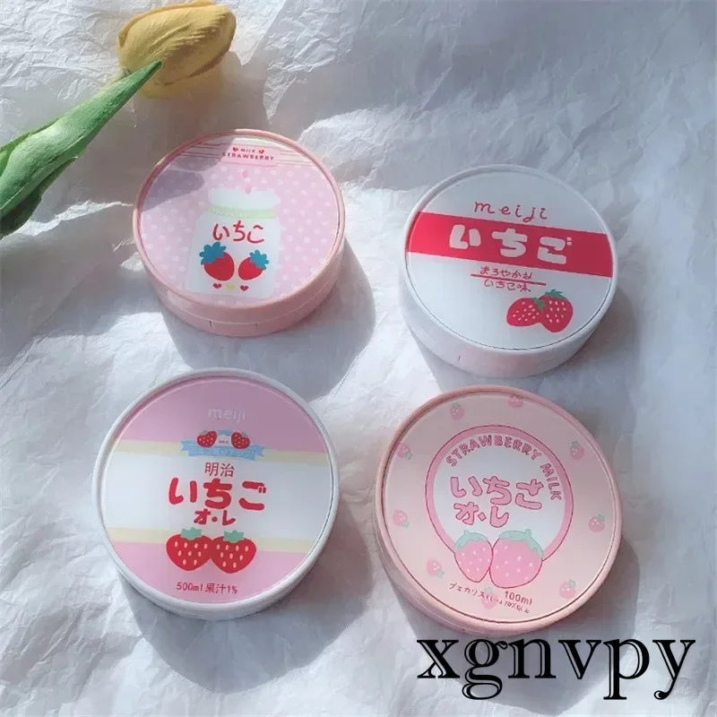 Xgnvpy 2pcs Contact Lens Box Japanese Text Cute Pink Strawberry Contact Lens Box Invisible Companion Box Dual Care